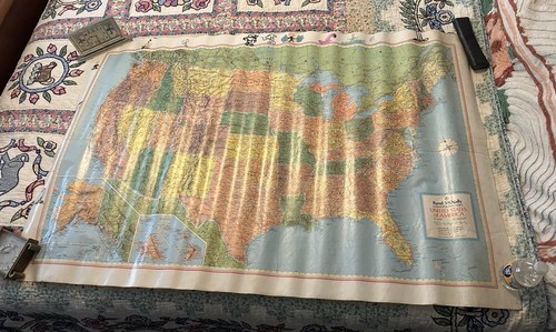 Large vtg wall map rand - large,